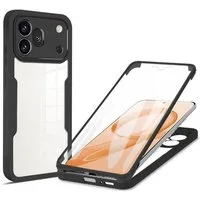 Wigento Handyhülle 360 Grad Kunststoff Honor 600 Pro mit Display & Kameraschutz Schwarz, 360 Grad Schutz, stoßdämpfend, robust