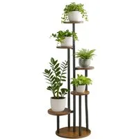 relaxdays Blumenständer Pflanzenständer mit 5 runden Ablagen (1 St), Industrial-Schwarz