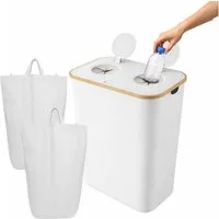 relaxdays Flaschensammler Pfandflaschen-Sammelbehälter 2 Fächer (1 St), weiß, 170 L für 100 Pfandflaschen