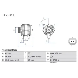 Bosch Lichtmaschine 150A Citroen Fiat Lancia Peugeot Renault 0986046240
