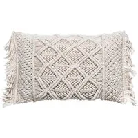 Atmosphera Créateur d'intérieur Dekokissen Dekokissen mit Fransen MACRAME, 30 x 50 cm, beige