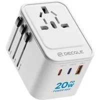 LaCute Universal Reiseadapter Weltweit mit USB-C PD 20W Ladefunktion Reiseadapter EU, AU, UK, US zu AC Steckdose, USB-C PD 20W, 3 USB Anschlüsse, 4 Steckertypen, weltweit nutzbar