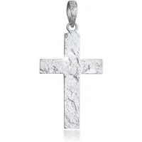 Kuzzoi Kettenanhänger Herren Kreuz Matt Gehämmert 925 Silber, Kreuz