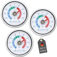 Lantelme Kühlschrankthermometer 3 Stück Selbstklebend Gefrierschrank Kühltheke Kühlschrank Thermometer, 3-tlg., 3 Stück im Set, Farbauswahl, Klebepads anbei, Deutsche Herstellung, Temperaturanzeige + - 50°C Analog