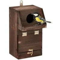 relaxdays Vogelhaus Nistkasten mit Reinigungsklappe