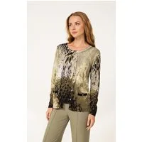 Passioni Cardigan Twinset mit abstraktem Animalprint