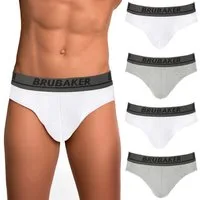 BRUBAKER Slip 4er Pack Herren Komfort Unterhosen mit elastischem Bund (Mehrfachpackung, 4-St., 4er-Pack) Männer Slips Stretch Unifarben Unterwäsche