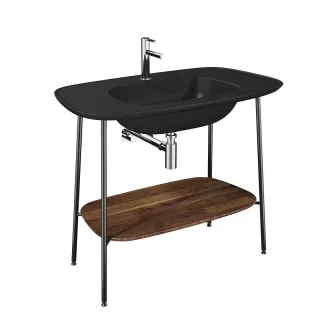 VitrA Plural Set 100 cm Waschtischunterbau + Möbelwaschtisch Eiche Dunkel Schwarz Matt,64046 64046