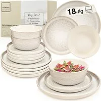 SÄNGER Tafelservice Key West, Creme mit sandiger Maserung (18-tlg), 6 Personen, Steingut, VALUE COLLECTION