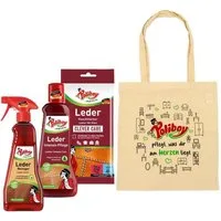 poliboy Leder Pflege Set - 575ml Lederreiniger (verschiedene Pflegeprodukte inkl. Baumwollbeutel - Made in Germany)
