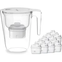 Philips Wasserfilter Philips Wasserfilter-Kanne 2,6L weiß inkl. 12 Filterkartuschen, Zubehör für Geschmack+ AWP210 & Antikalk+ AWP232, Reduziert den TDS Wert