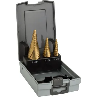 Bosch Stufenbohrer HSS-TiN-Set, 3-teilig, 4 - 12 mm, 4 - 20 mm, 6 - 30 mm - 2608587432