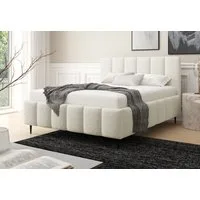 Home Collective Polsterbett Bett mit Stauraum Doppelbett Bettgestell mit Lattenrost (Größen: 140x200, 160x200, 180x200), weich gepolstert modernes Design mit Bettfüßen Creme