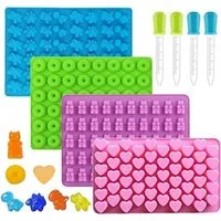 FELIXLEO Silikonform Silikon Gummibärchen Formen mit Pipetten, (4-tlg)