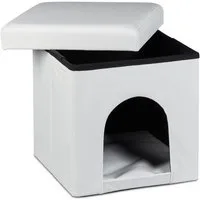 relaxdays Indoorhütte Hundebox Sitzhocker, weiß