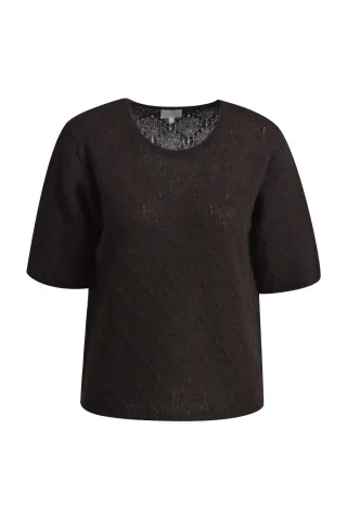 Milano Italy - Fitted 1/2 sleeve Pullover with round neck mocca - Gr. - XL