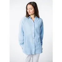 SUBLEVEL Langarmbluse Damen Musselinbluse langarm mit Kentkragen Oversizebluse aus Baumwolle