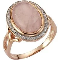 Zeeme Fingerring Silber 925 rosé-vergoldet mit echtem Rosenquarz und Zirkonia