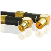 PremiumX 15m Gold-Line TV Antennenkabel Schwarz IEC Stecker - IEC Buchse 90° TV-Kabel