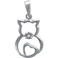 Firetti Kettenanhänger Schmuck Geschenk Silber 925 Halsschmuck Anhänger Katze, mit Zirkonia (synth)