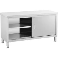 Royal Catering Arbeitstisch 150 x 60 cm Arbeitsschrank Gastro Schiebetüren Edelstahschrank, verschiedene Größen