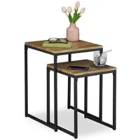 relaxdays Beistelltisch 2er Set Holzoptik