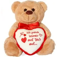 matches21 HOME & HOBBY Plüschfigur Teddybär mit Herz Ich pass auf Dich auf braun 25 cm (1-St)