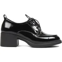 Celal Gültekin Plateau Schnürer Blockabsatz College Retro Damen Schnürschuh Lackleder, Echtleder-Futter & Decksohle, Schwarz