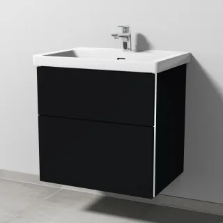 Sanipa 3way Waschtischunterbau zu Villeroy & Boch Subway 3.0 Waschtisch mit 2 Auszügen, Schwarz-Matt BS84708