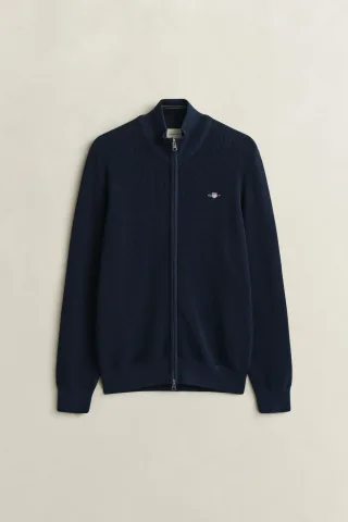 GANT - Strickjacke aus strukturierter Baumwolle mit Reißverschluss Blau - Gr. - XXXL