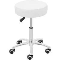Physa Drehhocker Rollhocker 48 - 61 cm 120 kg weiß Kunstleder Arbeitsstuhl Drehstuhl, Weiß