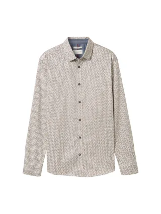 Tom Tailor - Fitted Hemd mit Stretch offwhite stroke design - Gr. - XL