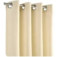 Haus und Deko Gardine Vorhang Leinenoptik 140x245 cm Ösen 2er Set blickdicht Struktur uni (2 St), Ösen, blickdicht, Polyester