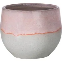 Dehner Übertopf Miu, bauchige Form, glasierte Keramik, rosa, handgefertigter Indoor Blumentopf mit zweifarbiger Glasur