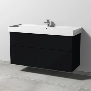 Sanipa 3way Waschtischunterbau zu Villeroy & Boch Collaro Waschtisch mit 4 Auszügen, Schwarz-Matt SF83808