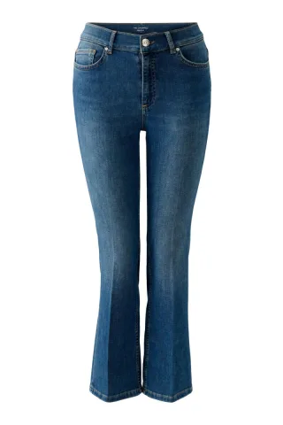Oui - Verkürzte Flared Jeans im Easy kick blau - Gr. - 44