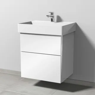 Sanipa 3way Waschtischunterbau zu Duravit Dura Square Waschtisch mit 2 Auszügen, Weiß-Glanz BS42678