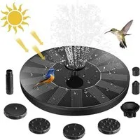 Heyork Gartenbrunnen 1,5W Solar Springbrunnen Teichpumpe mit 6 Fontänenstile für Vogel-Bad, 1,5 Watt 200L/H Solarpanel 160mm Garten Wasserspiel
