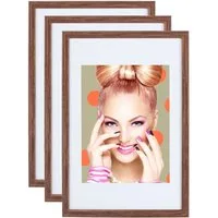 IDEAL TREND Bilderrahmen 3er 5er Set Holz Bilderrahmen Lifestyle Plexi Foto Rahmen Collage Wand, für 3 Bilder (3 St), Holz Bilderrahmen mit Papiereinleger und Kunststoffglas