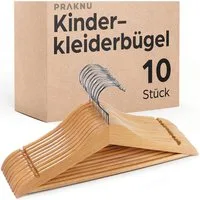 Praknu Kleiderbügel Kinderkleiderbügel Holz mit Haken 360° Drehbar - 10er Set - Robustes, (Sets, 10-tlg), Kinderbügel - Perfekte Ordnung für Kinderkleidung von Kleinkindern