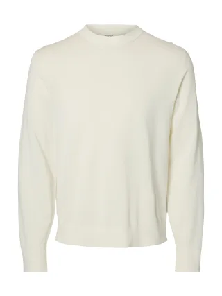 selected men - SLMTORINO LS KNIT REG CREW NECK NOOS Egret - Gr. - XL