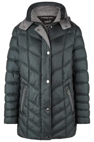 Barbara Lebek - Jacke Down Free mit Kapuze dark green - Gr. - 52