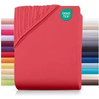 Carpe Sonno Spannbettlaken Jersey 90x200 100x200 120x200 140x200 160x200 180x200 200x200 70x140, Jersey, Gummizug: rundum, (1 Stück), Baumwoll Babybett Spannbettlaken 70x140 Baby Laken Rot