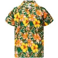 King Kameha Hawaiihemd Tropical Hibiscus Funky Hawaii-Hemd Kurzarm Front-Tasche Unisex