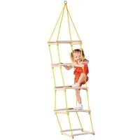 Woodyland Lernspielzeug 90129 Naturholz - Kletterleiter mit 4 bespielbaren Seiten und 5 Stufen, Naturholz