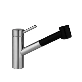 KWC Hebelmischer,Auszugbrause Inox edelstahl/schwarz matt Ausladung 235 10271033736FL