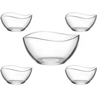 van Well Schüssel Malaga, Glas, (Set, 5-tlg), mit wellenförmigen Rand