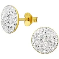 ALEXANDER YORK Paar Ohrstecker GEO Kristall rund 9 mm in Gold I weiß, 2-tlg., 925 Sterling Silber