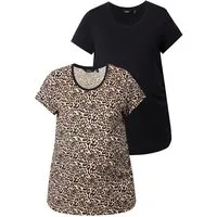 Ulla Popken T-Shirt T-Shirts 2er-Pack Halbarm seitliche Raffung Schwangerschaft