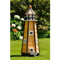 DSH DEKO SHOP HANNUSCH Gartenfigur Leuchtturm 1,10 m aus Holz mit 230 V Beleuchtung